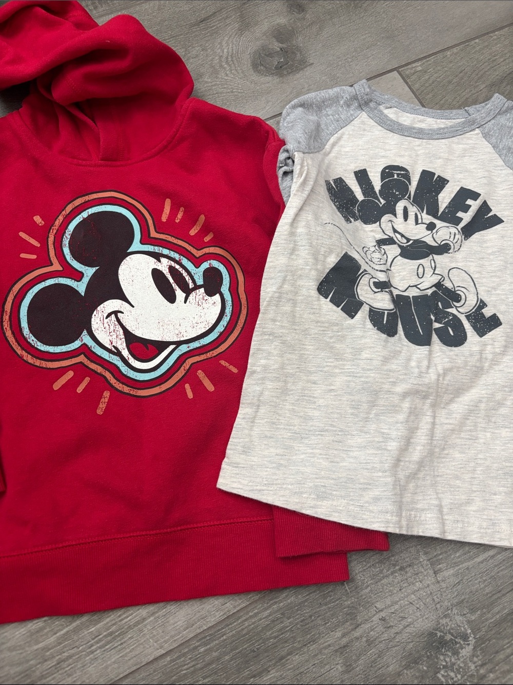 Disney Kids Two-Piece Mickey Hoodie and Raglan Tee - Red & Light Gray size 6